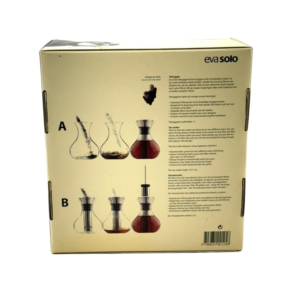 Eva Solo Tea Maker Glass Black Neoprene Cover 1.0L in Box Unused Scandinavian